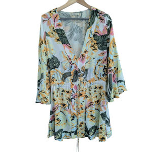 Maaji Floral Swim Coverup in Light Blue, Yellow & Pink